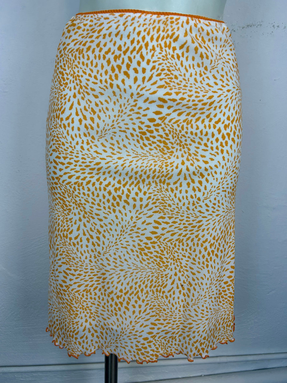 Vintage Φούστα Pencil με Print Leopard Κίτρινο-Πορτοκαλί