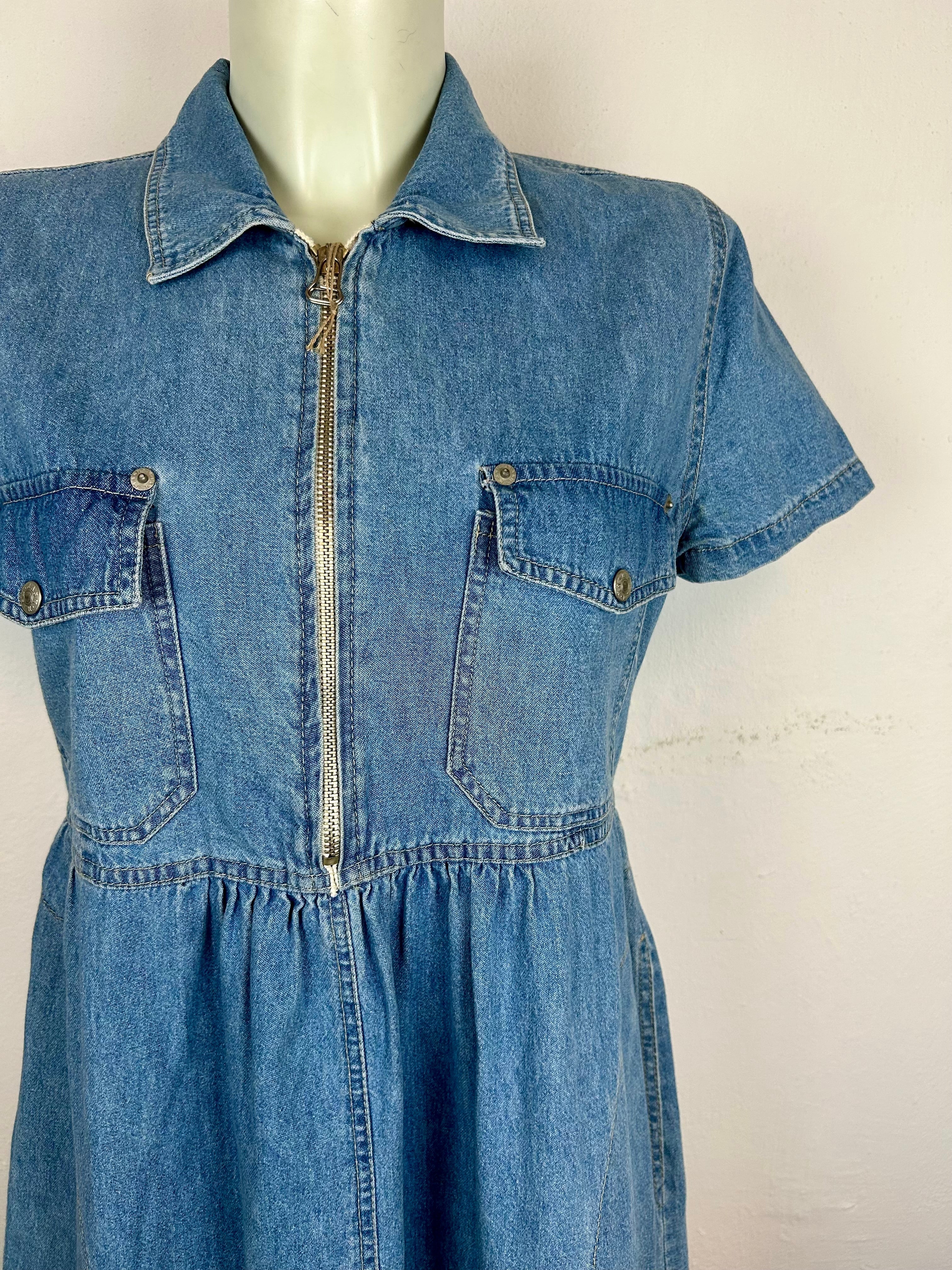 Vintage Τζιν Φόρεμα με Φερμουάρ – Denim Mini