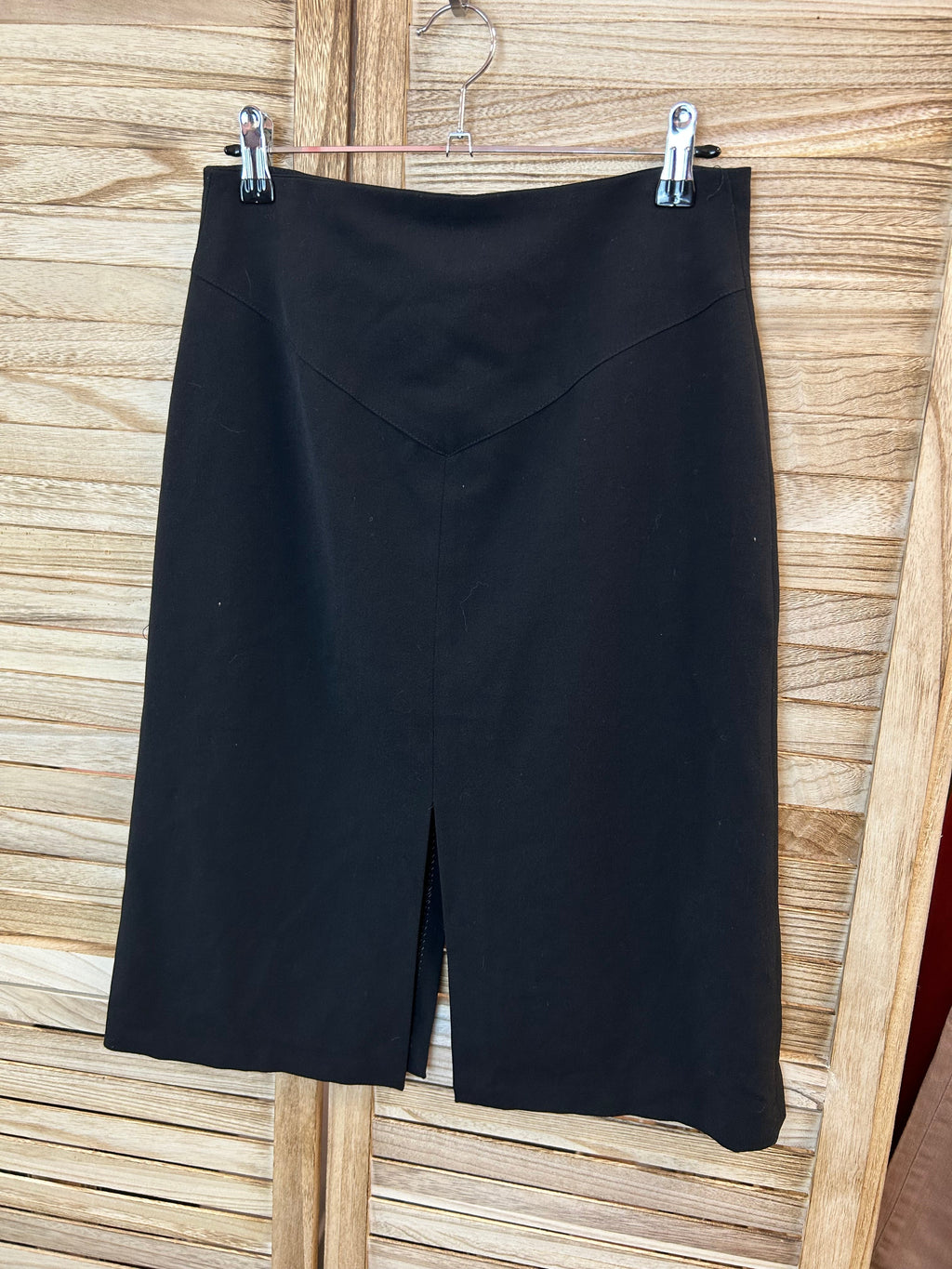 Vintage Μαύρη Midi Pencil Skirt με V-Μπάσκα