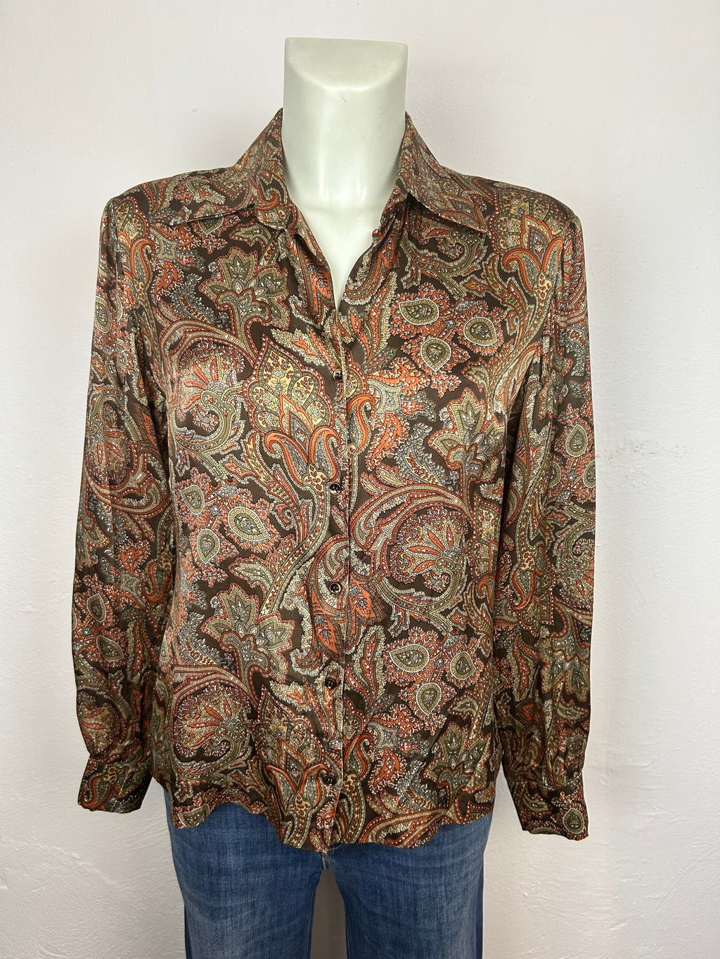 Vintage Πουκάμισο Paisley – Καφέ / Πορτοκαλί / Χακί