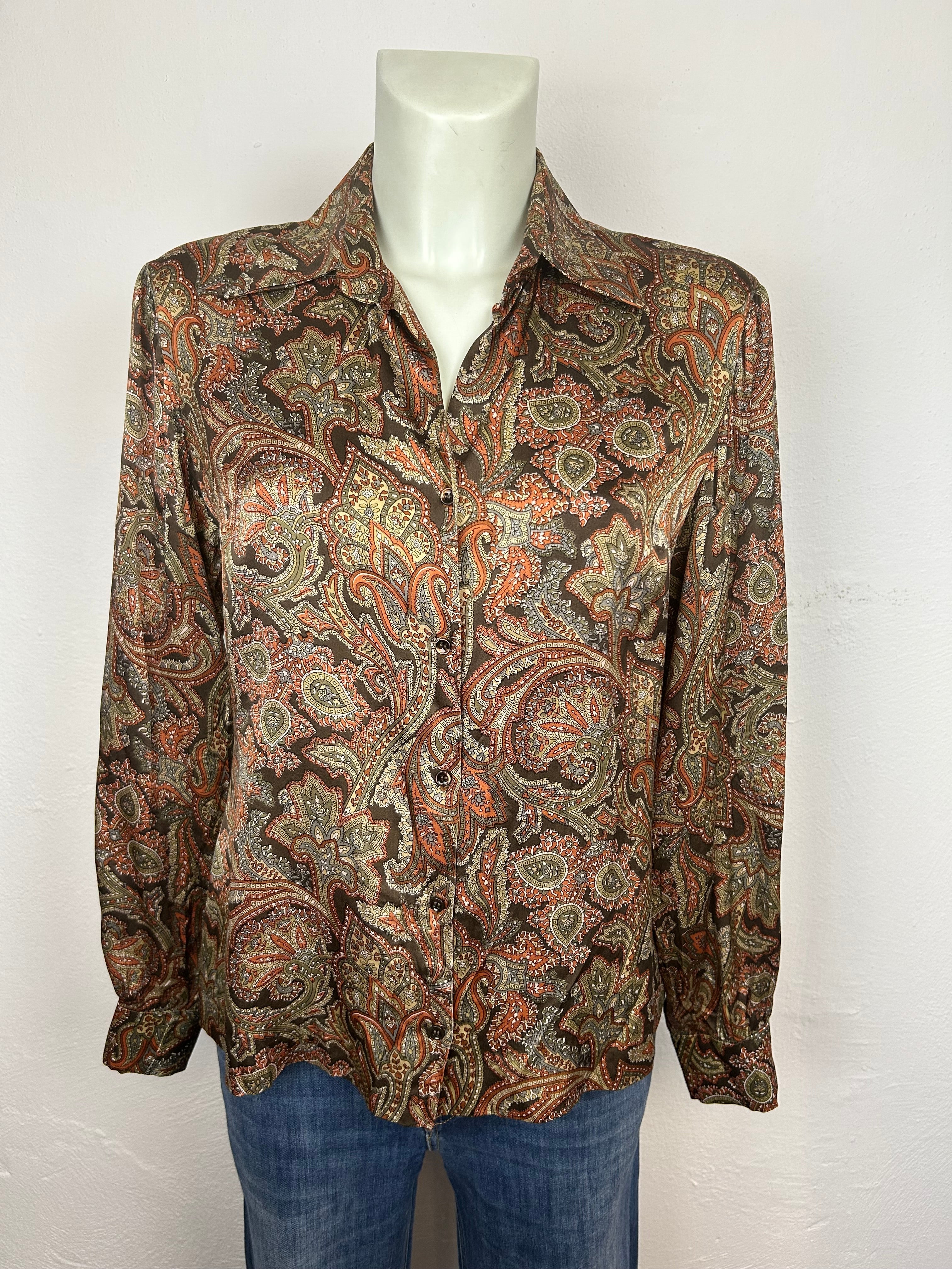 Vintage Πουκάμισο Paisley – Καφέ / Πορτοκαλί / Χακί