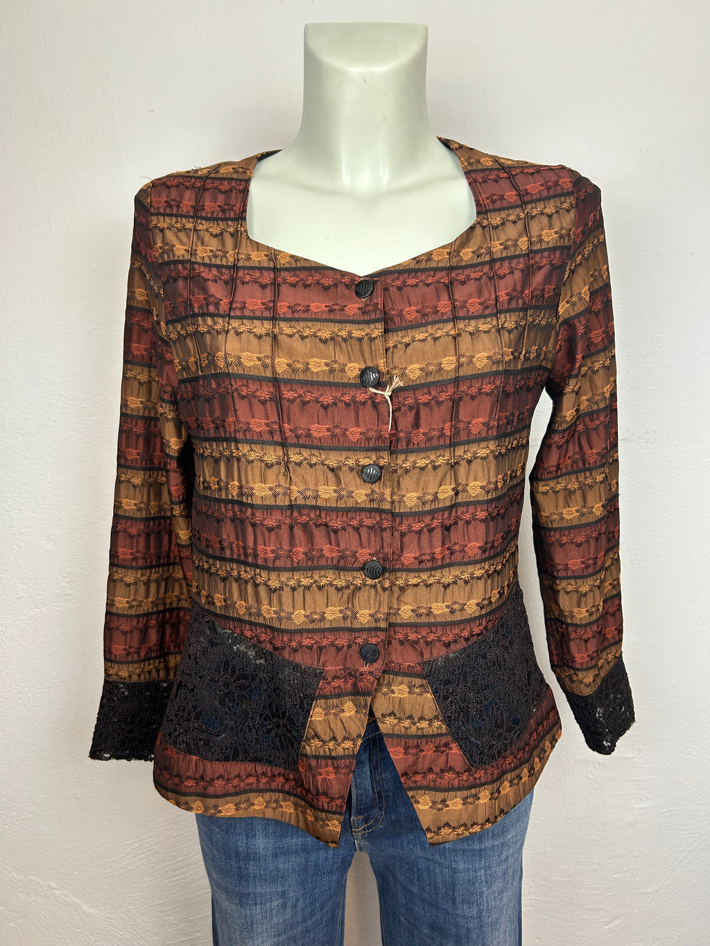 Σακάκι Vintage Floral Jacquard με Δαντέλα