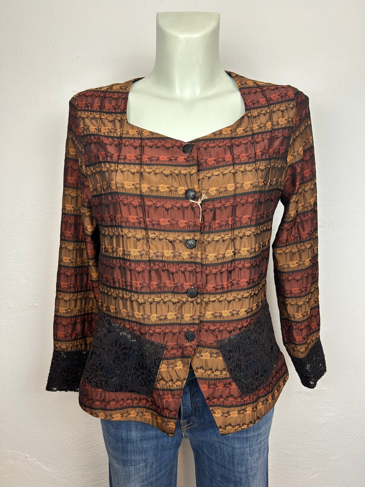 Σακάκι Vintage Floral Jacquard με Δαντέλα