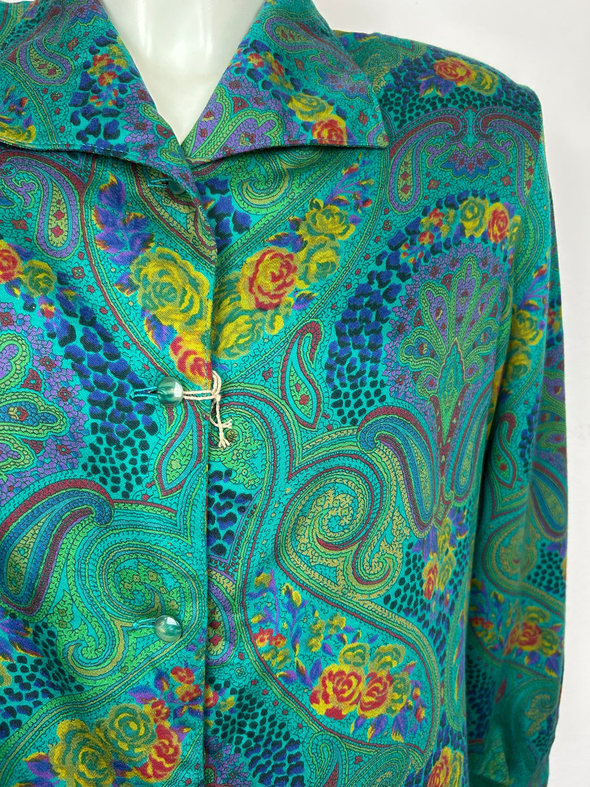 Vintage Paisley Πουκάμισο | Πράσινο Χειμερινό με Βάτες