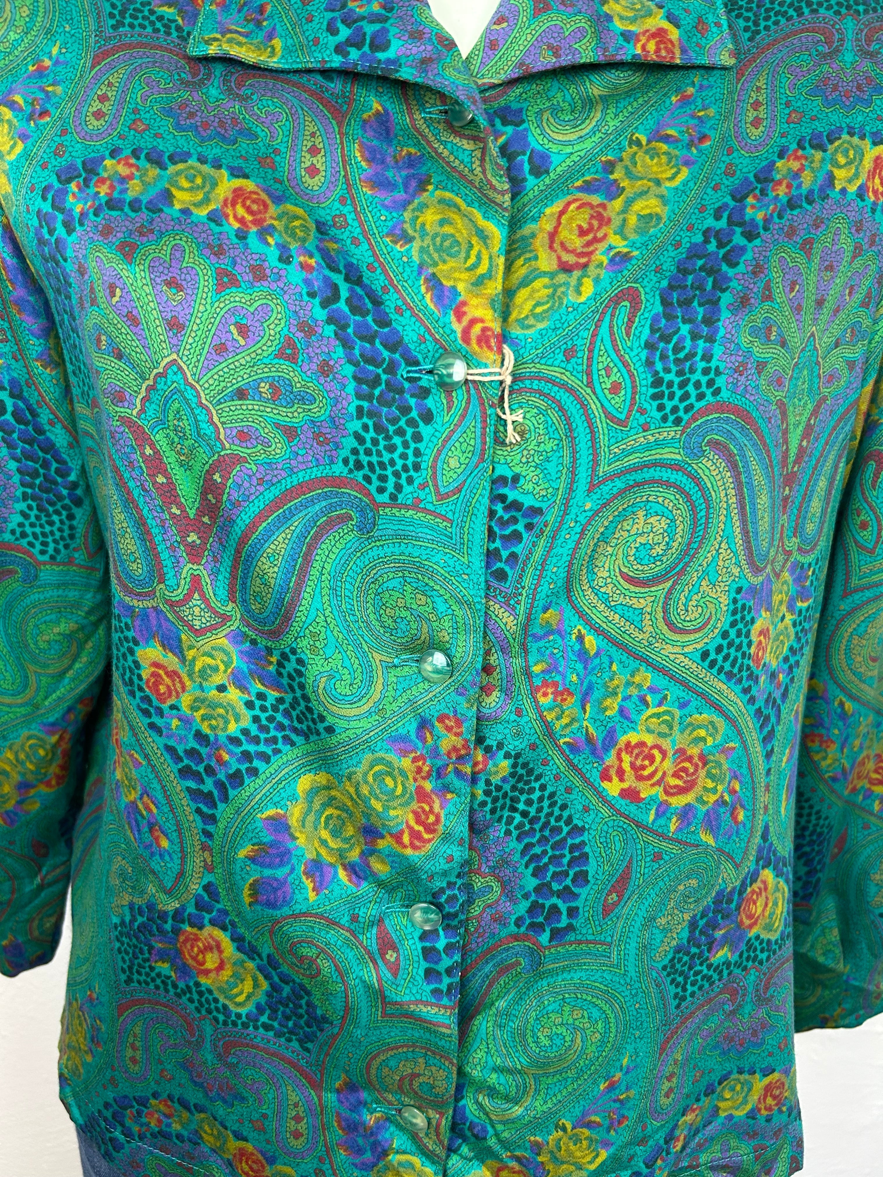 Vintage Paisley Πουκάμισο | Πράσινο Χειμερινό με Βάτες