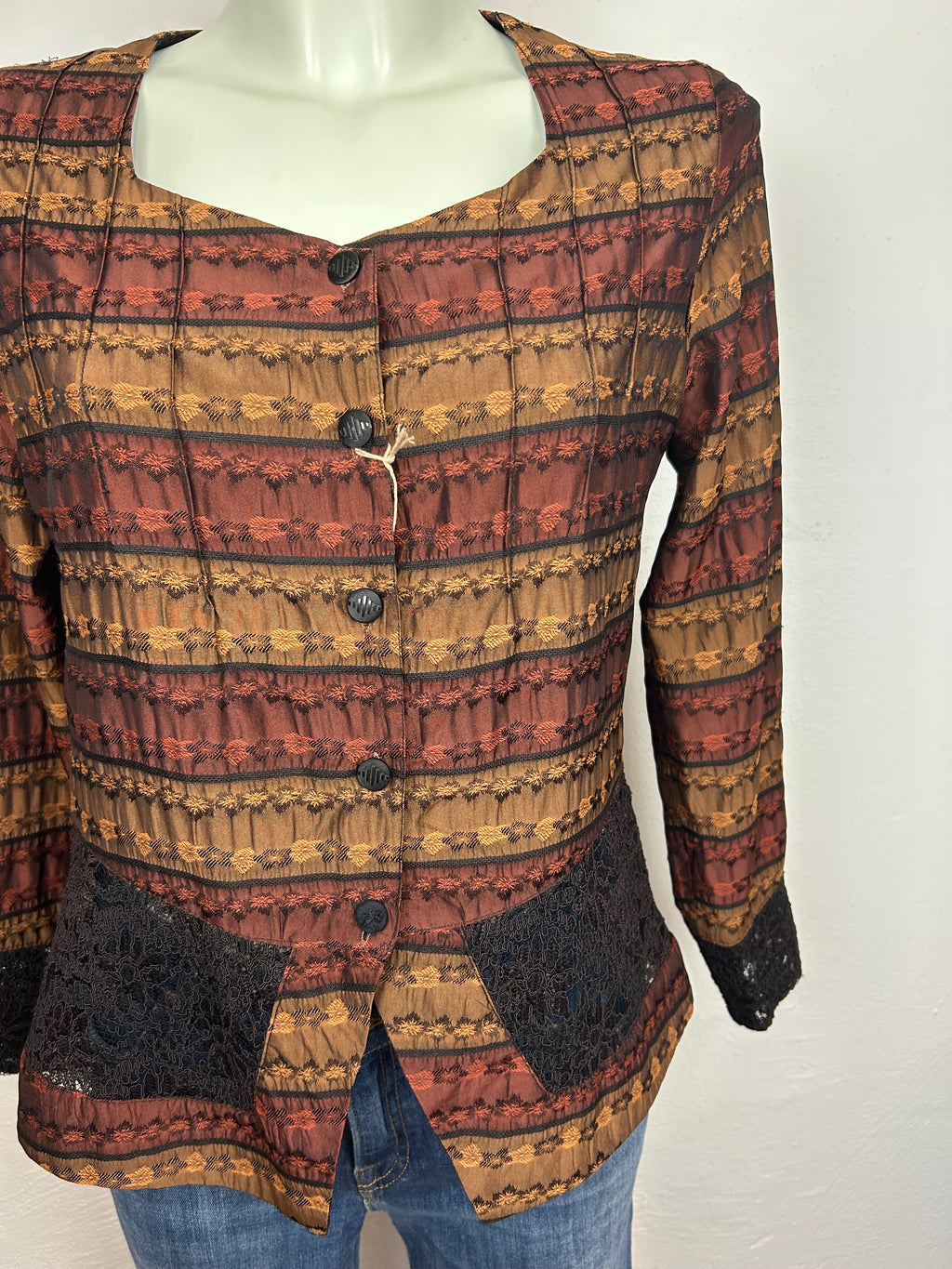 Σακάκι Vintage Floral Jacquard με Δαντέλα