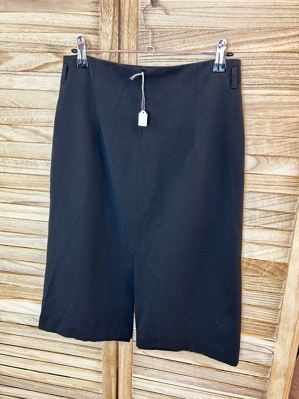 Vintage Μαύρη Midi Pencil Skirt με V-Μπάσκα