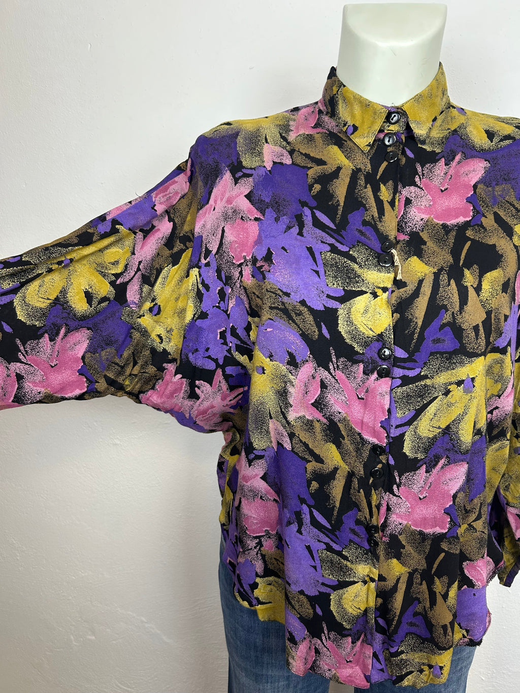 Vintage Floral Πουκάμισο Νυχτερίδα