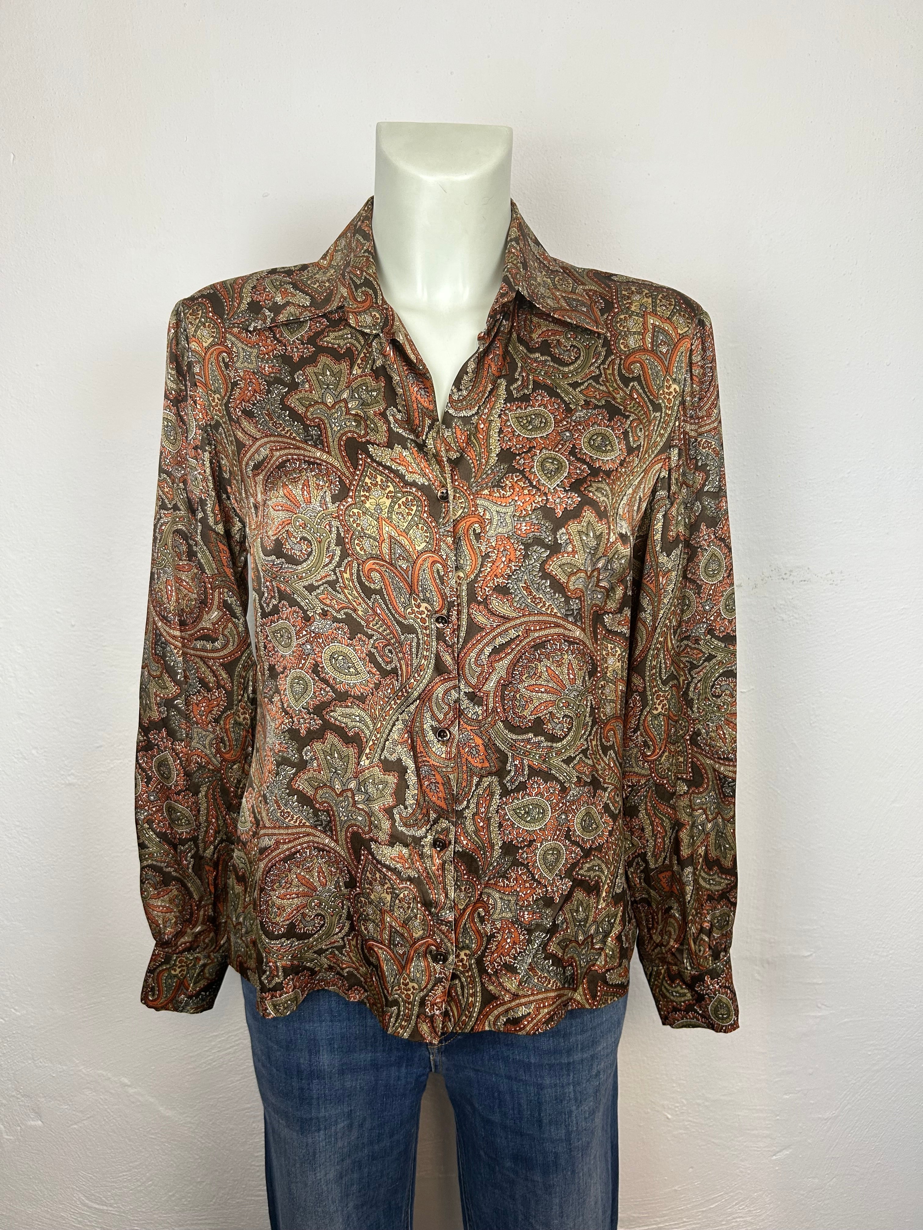 Vintage Πουκάμισο Paisley – Καφέ / Πορτοκαλί / Χακί