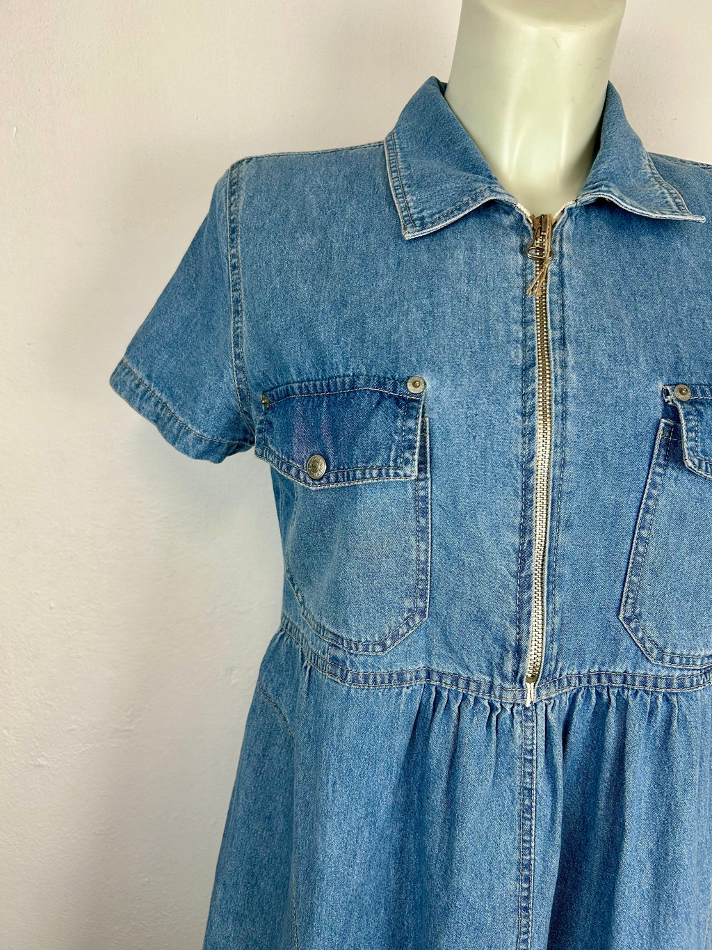 Vintage Τζιν Φόρεμα με Φερμουάρ – Denim Mini
