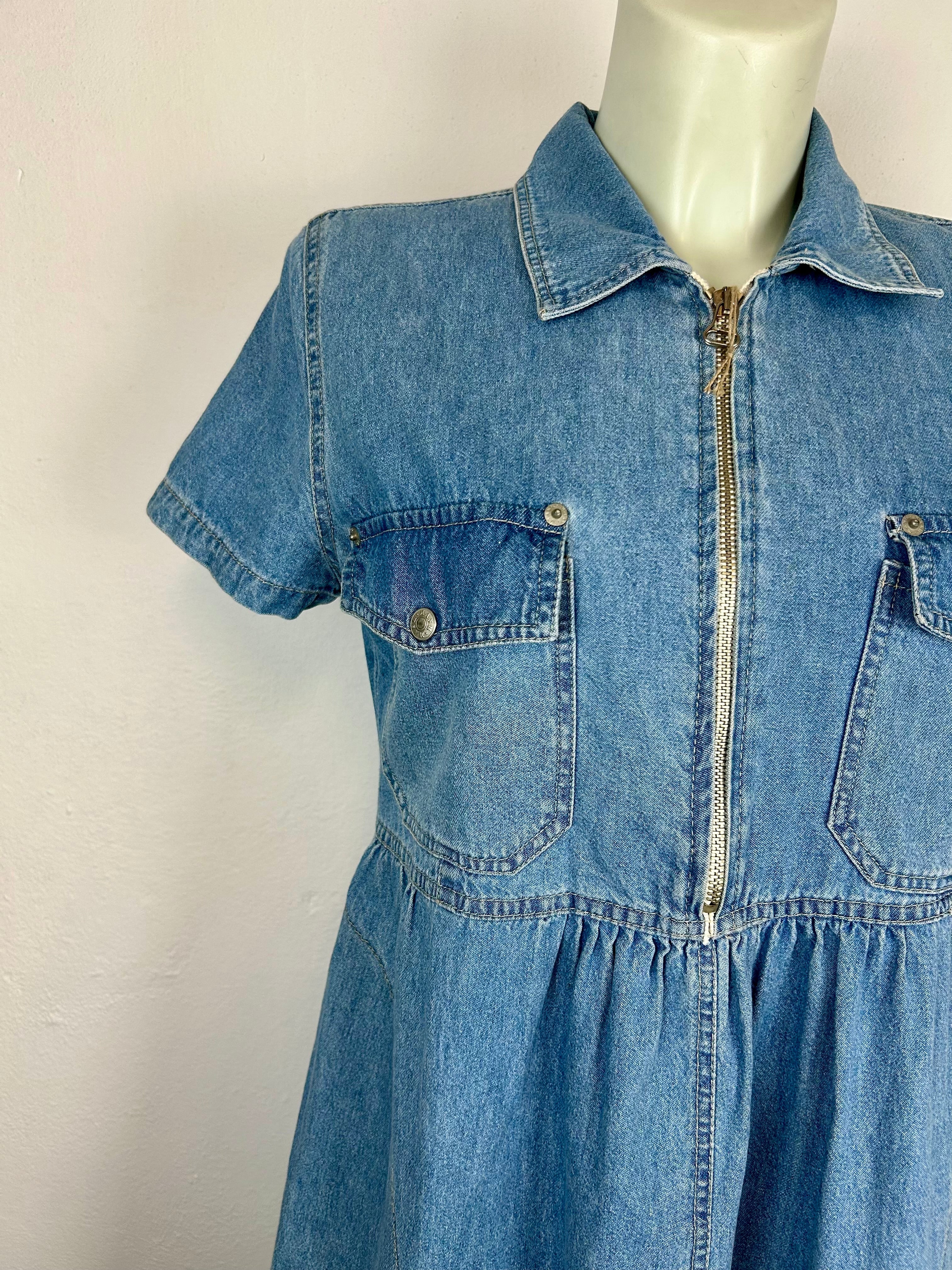 Vintage Τζιν Φόρεμα με Φερμουάρ – Denim Mini