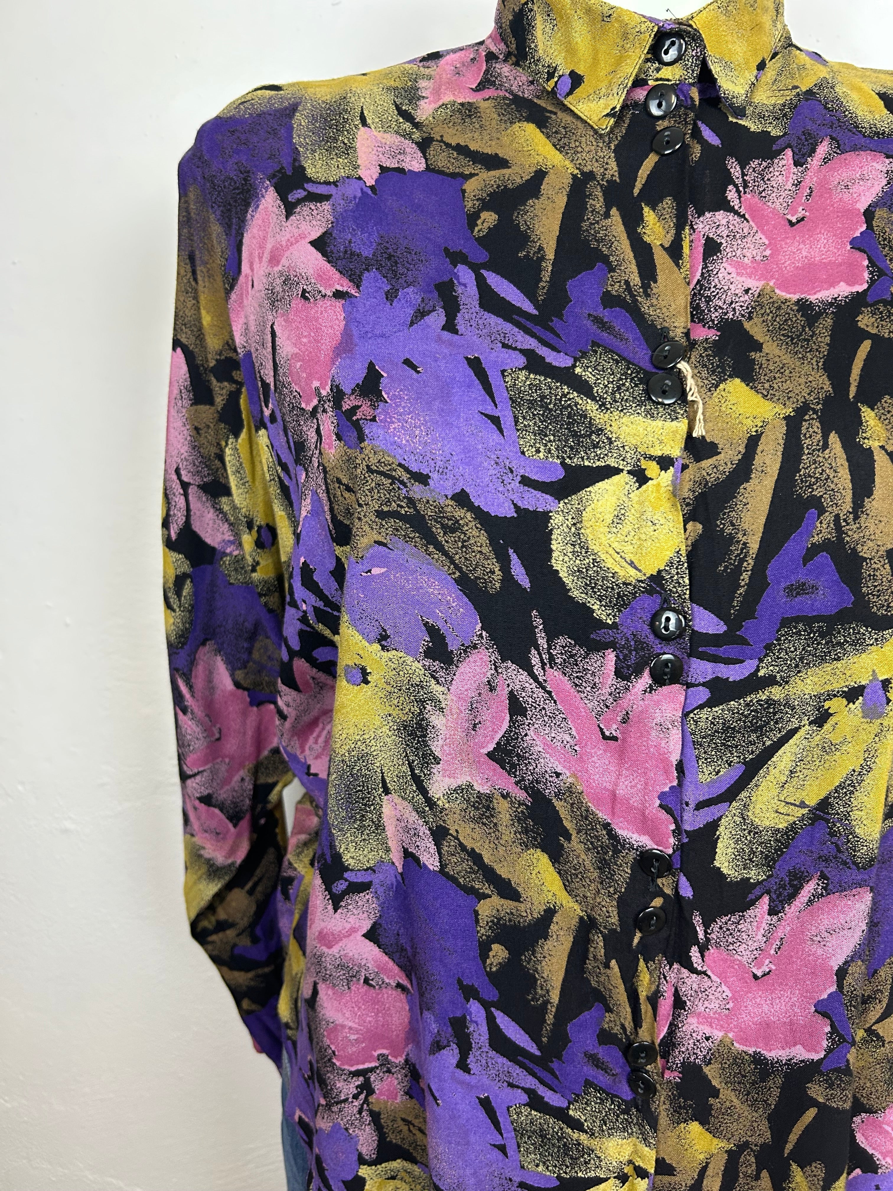 Vintage Floral Πουκάμισο Νυχτερίδα