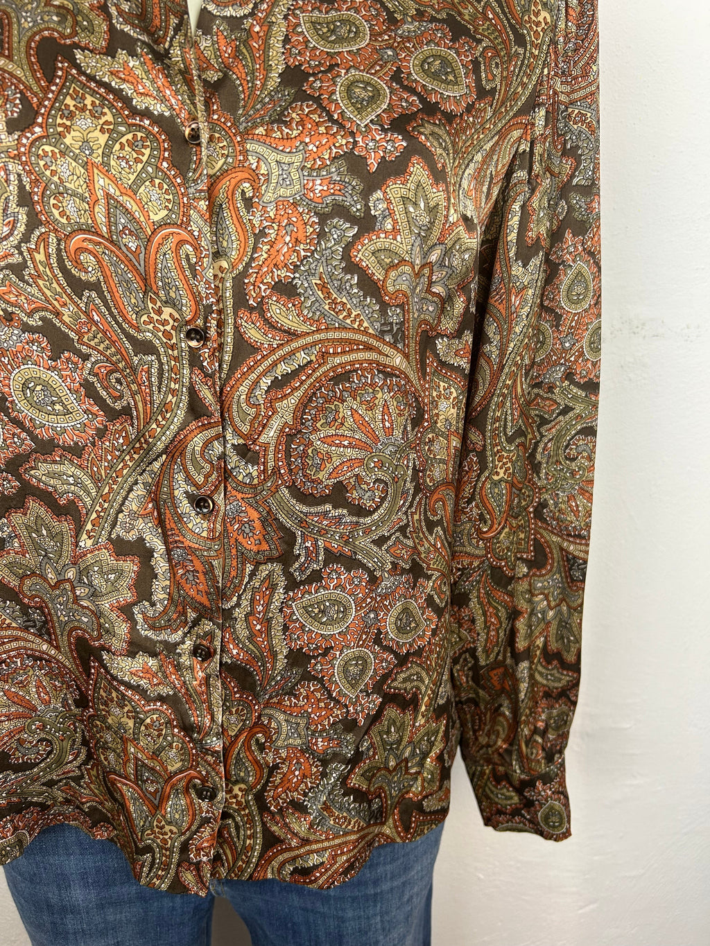 Vintage Πουκάμισο Paisley – Καφέ / Πορτοκαλί / Χακί
