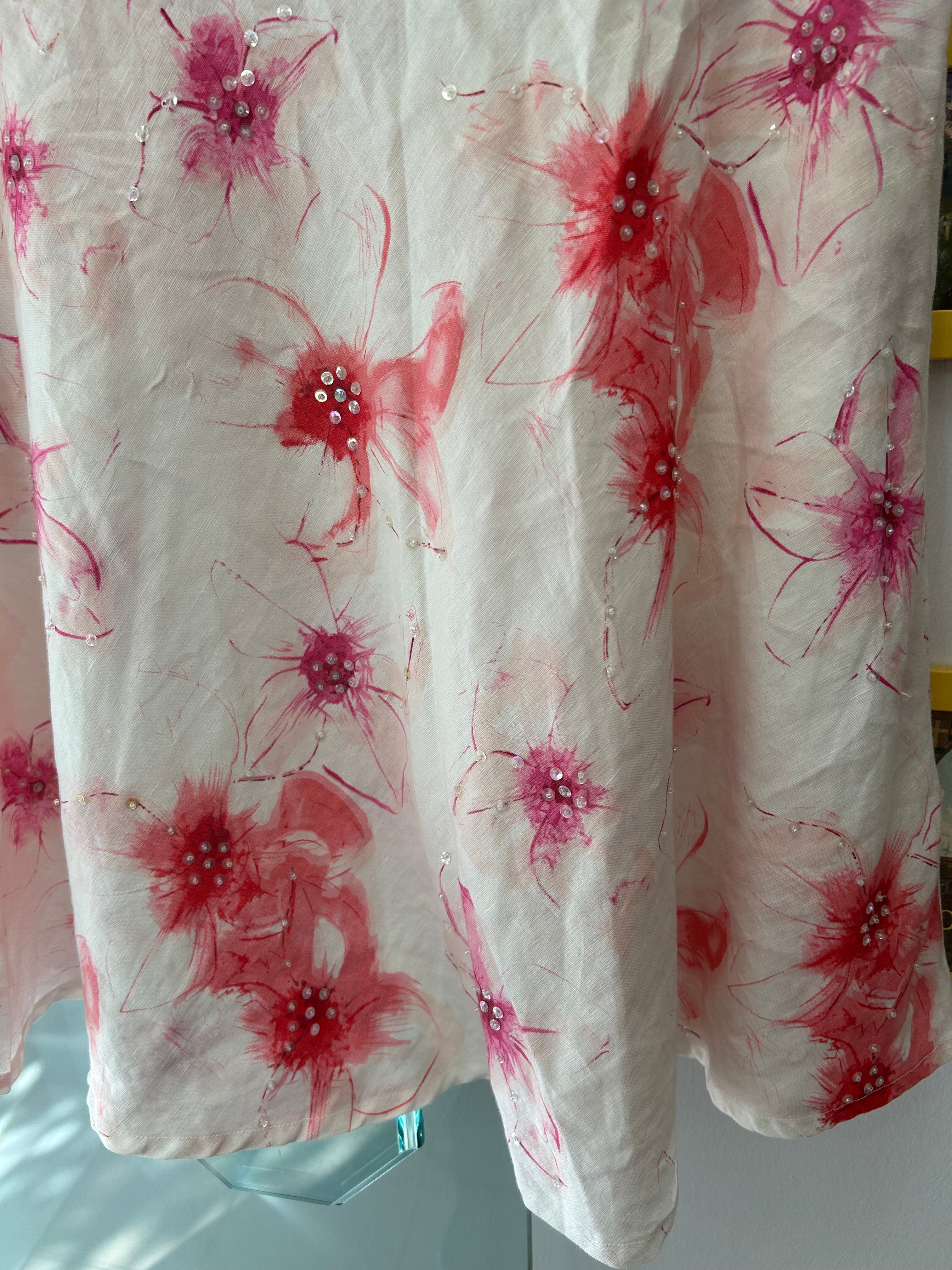 Vintage Floral Φούστα με Παγιέτες