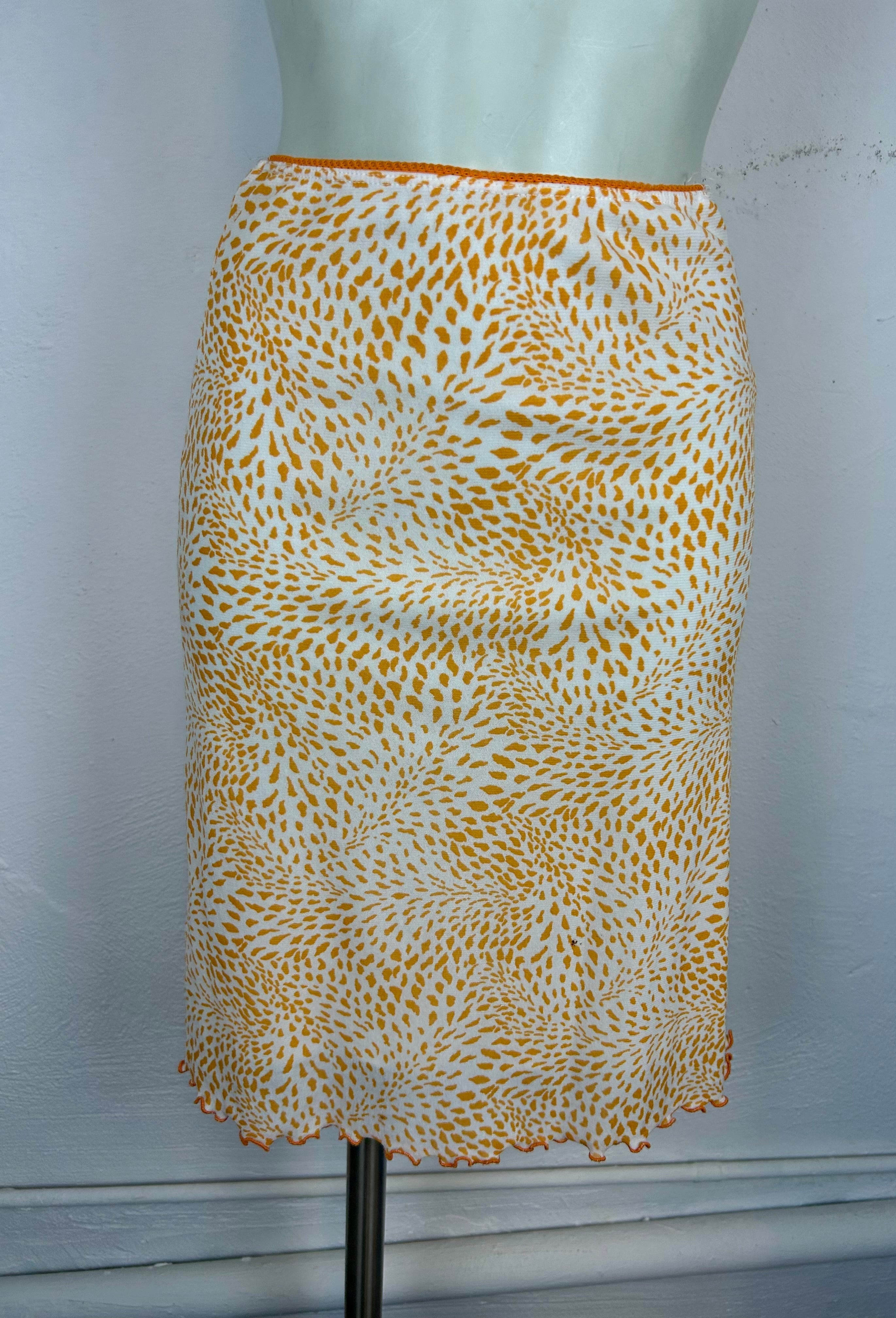 Vintage Φούστα Pencil με Print Leopard Κίτρινο-Πορτοκαλί