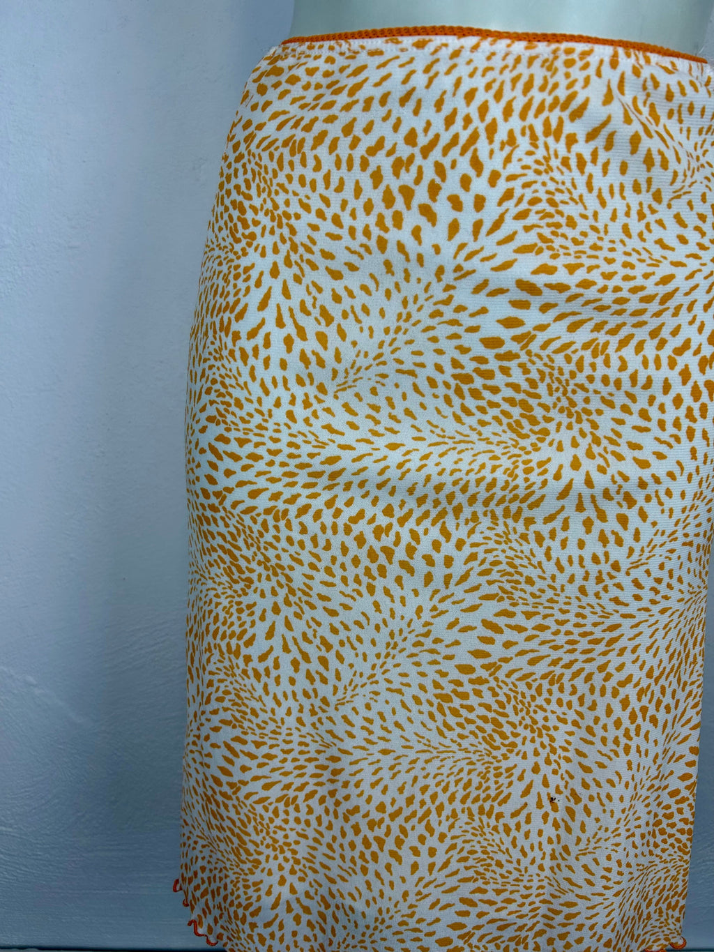 Vintage Φούστα Pencil με Print Leopard Κίτρινο-Πορτοκαλί