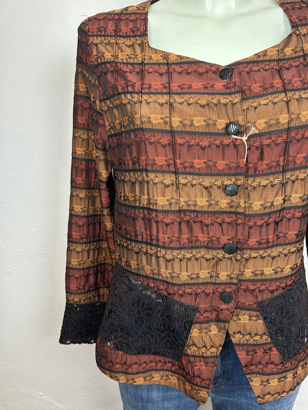 Σακάκι Vintage Floral Jacquard με Δαντέλα