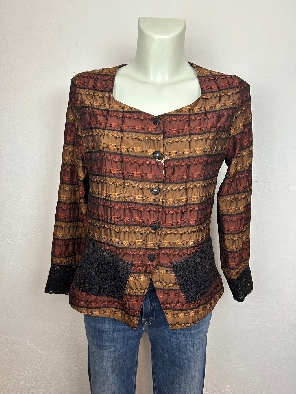 Σακάκι Vintage Floral Jacquard με Δαντέλα