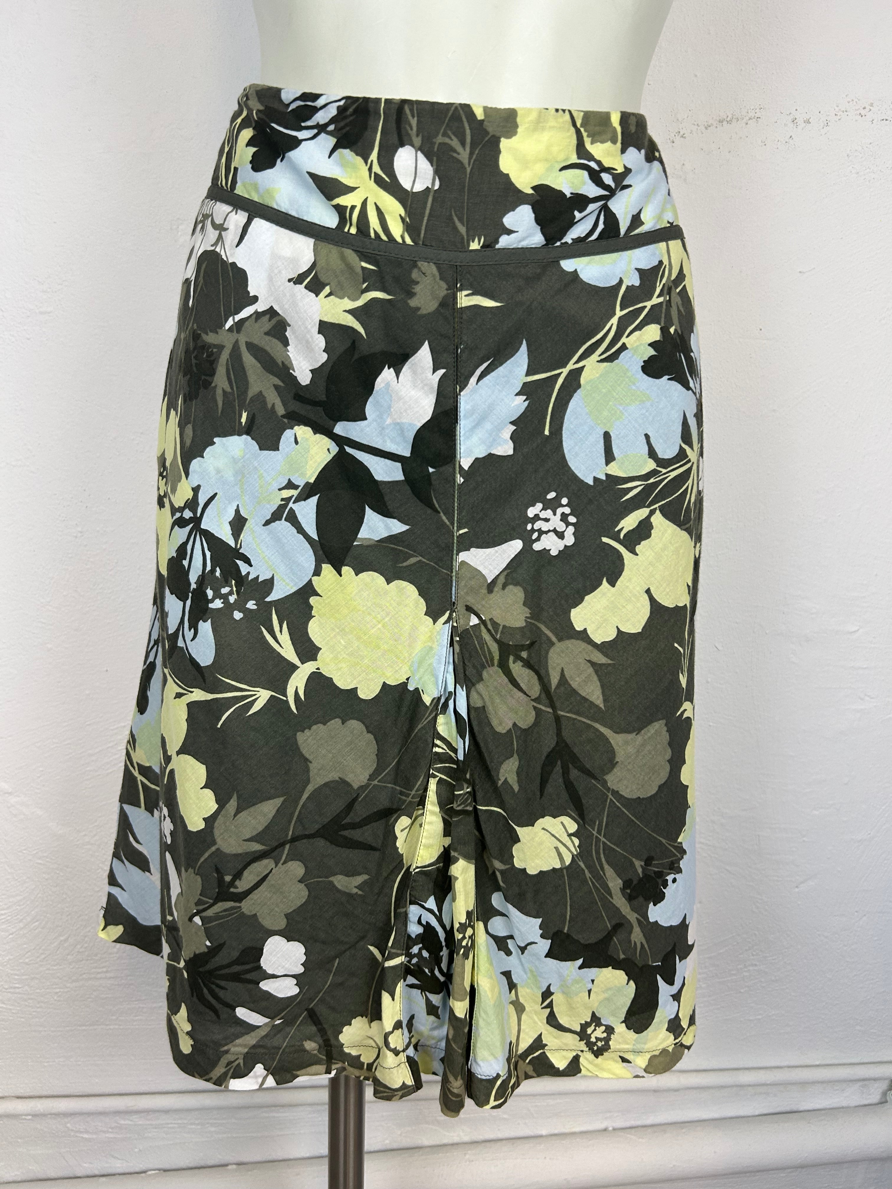 Vintage Floral Φούστα Midi Street One – Χακί / Κίτρινο / Γαλάζιο