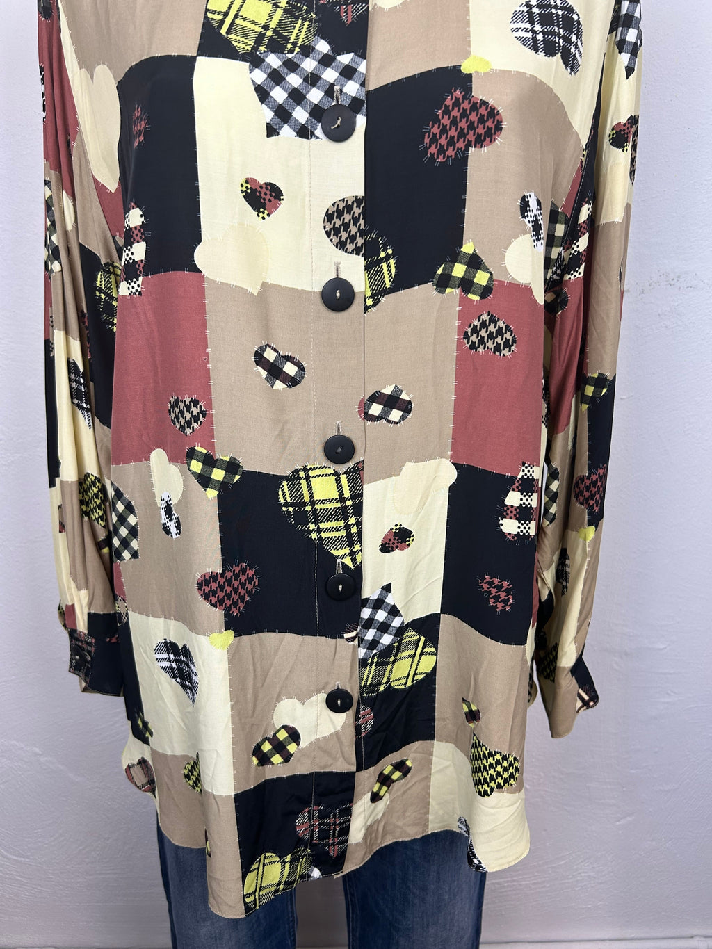 Vintage Πουκάμισο Patchwork Καρδιές