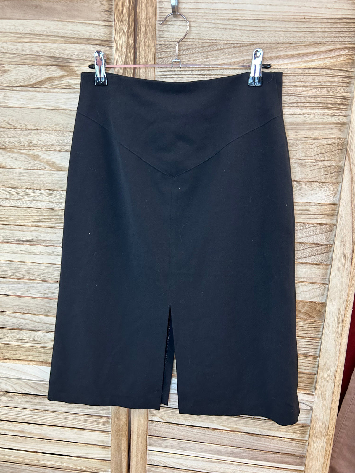 Vintage Μαύρη Midi Pencil Skirt με V-Μπάσκα