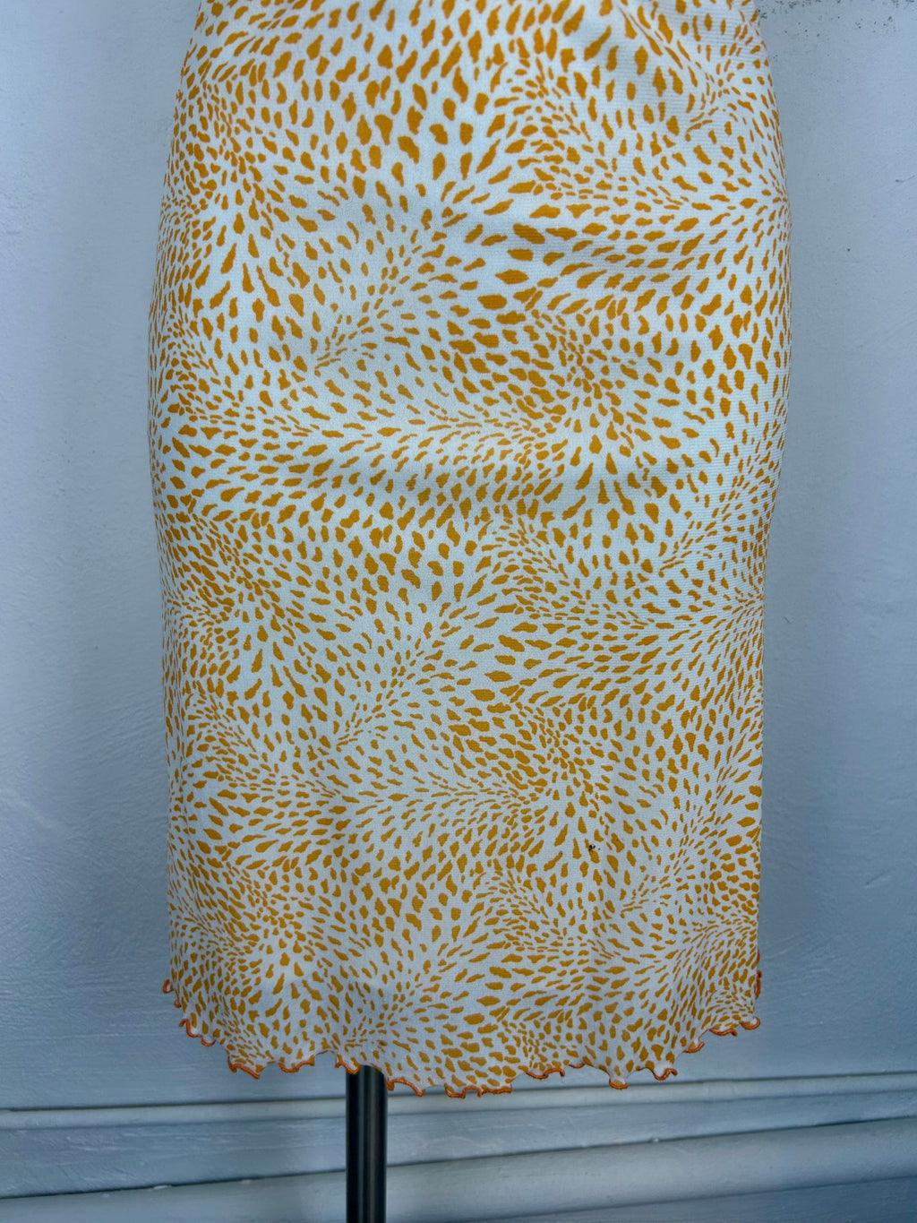 Vintage Φούστα Pencil με Print Leopard Κίτρινο-Πορτοκαλί