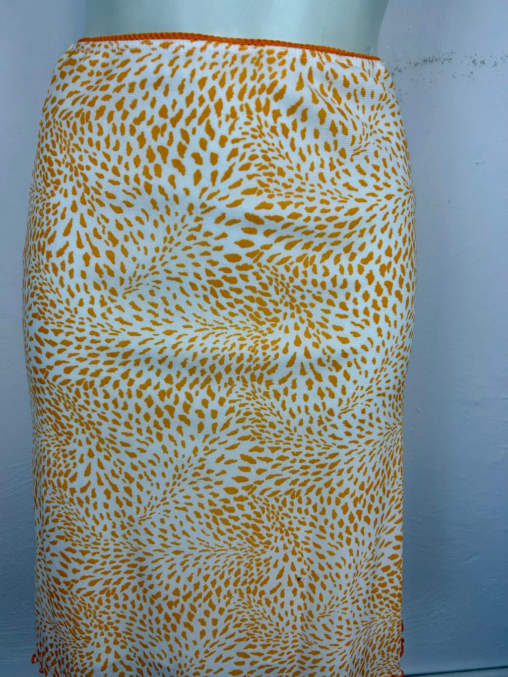 Vintage Φούστα Pencil με Print Leopard Κίτρινο-Πορτοκαλί
