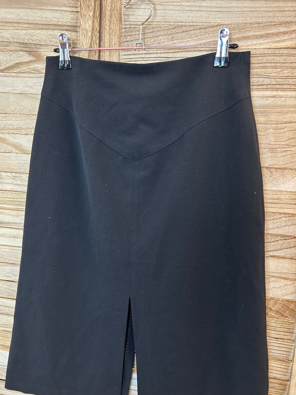 Vintage Μαύρη Midi Pencil Skirt με V-Μπάσκα
