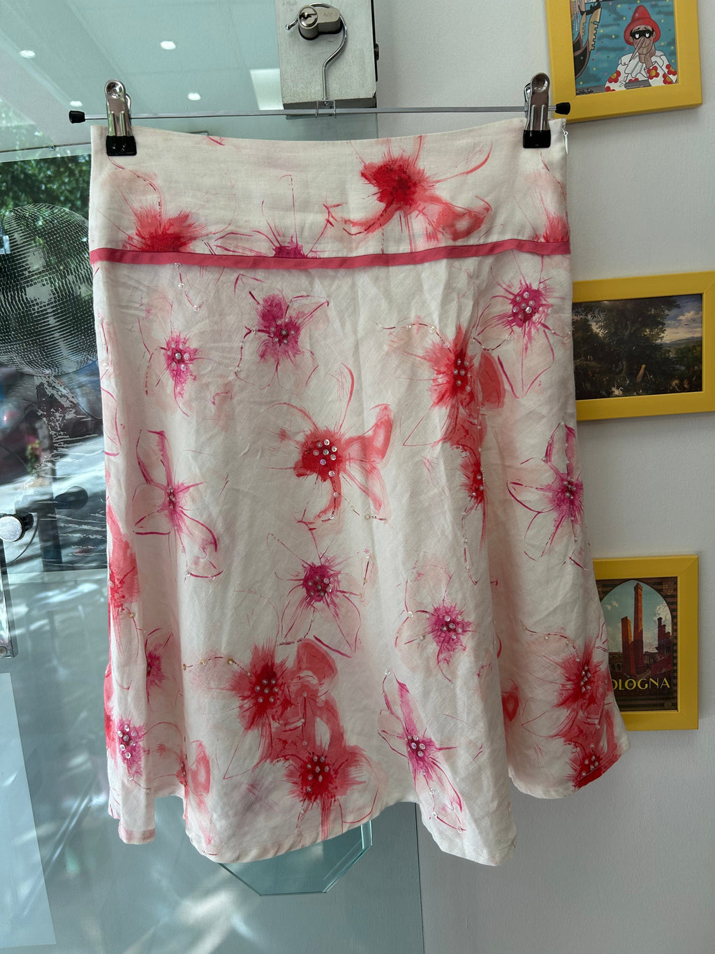 Vintage Floral Φούστα με Παγιέτες