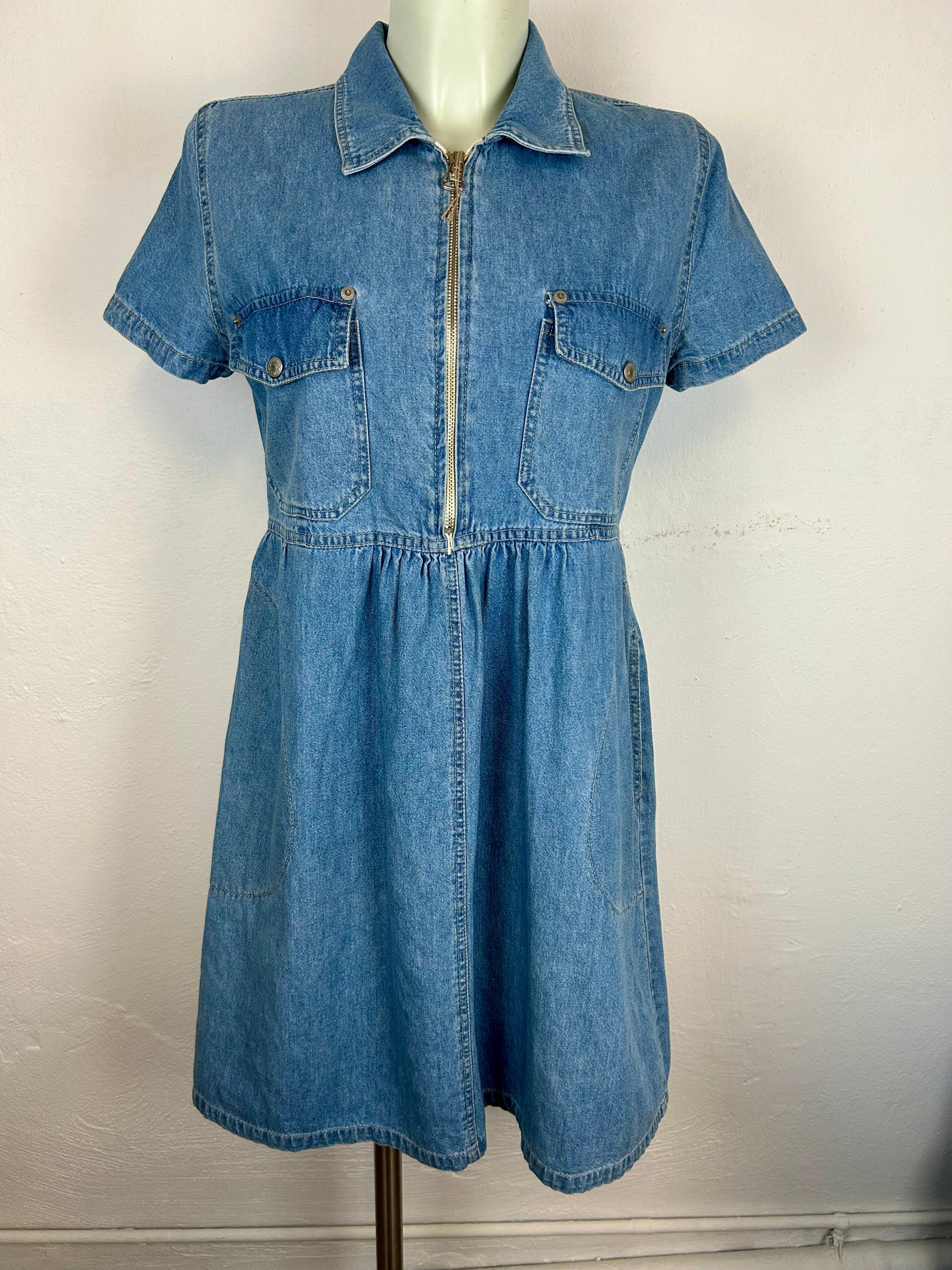 Vintage Τζιν Φόρεμα με Φερμουάρ – Denim Mini