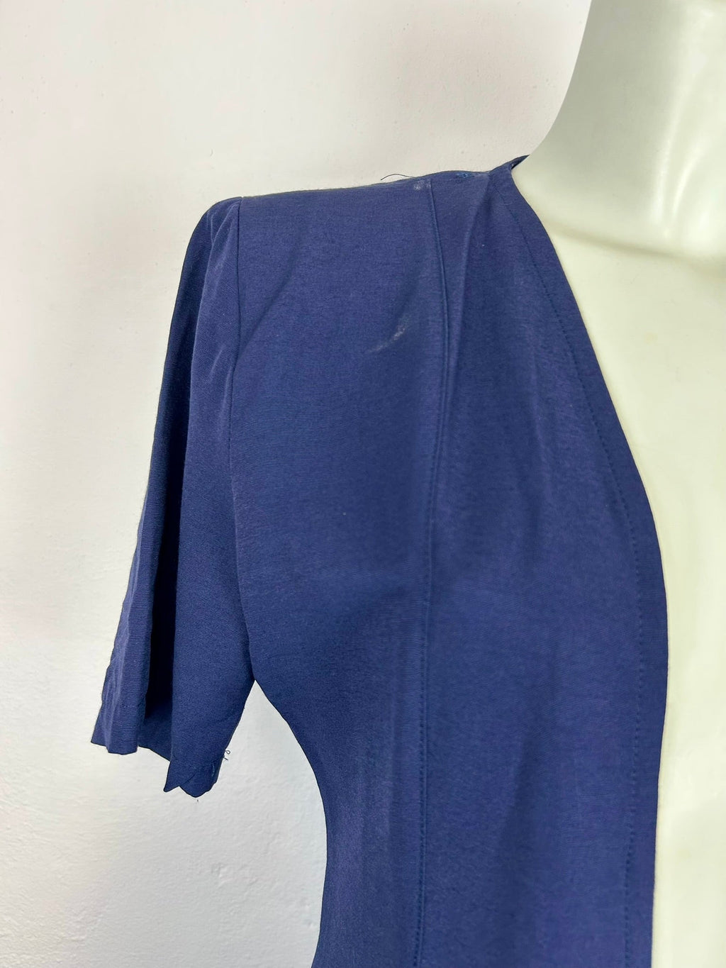 Vintage Navy Blue Cardigan - πλάι μανίκι