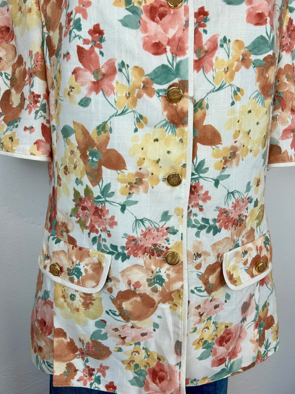 Vintage floral blazer - μπροστά γωνία