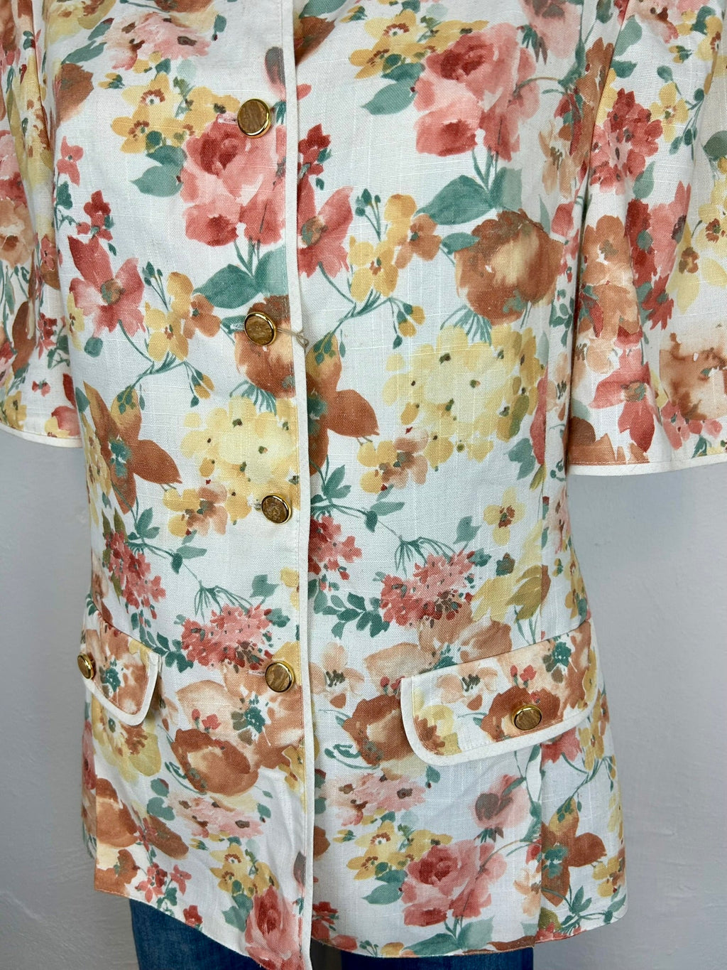 Vintage floral blazer - πλαϊνή όψη