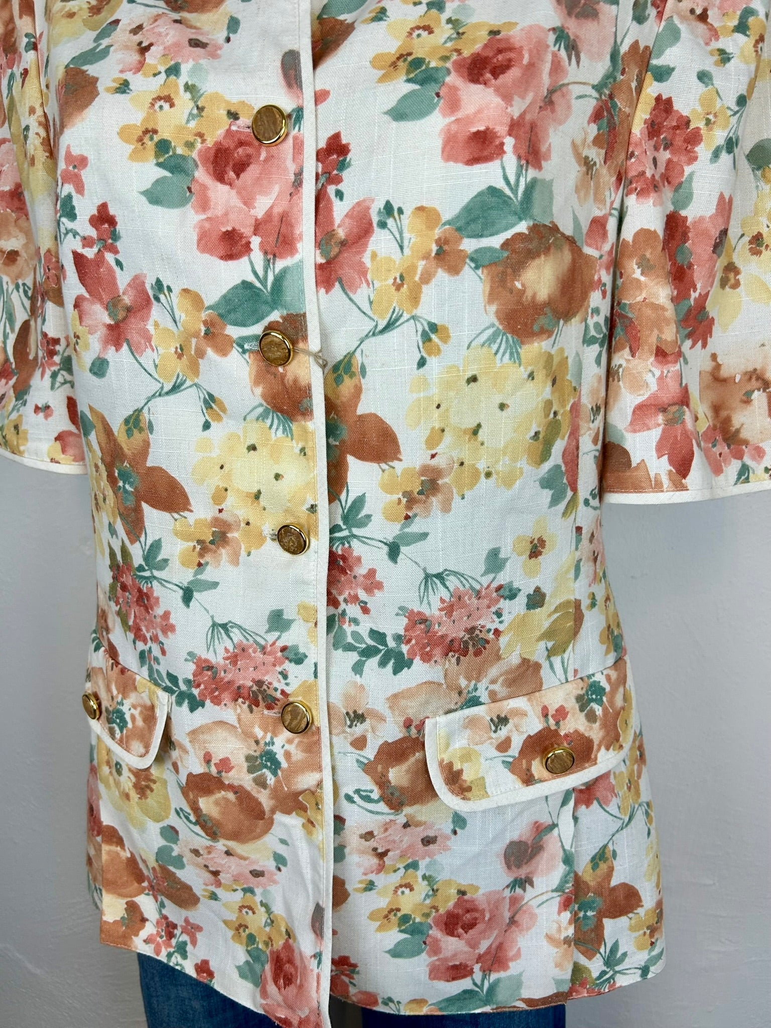 Vintage floral blazer - πλαϊνή όψη