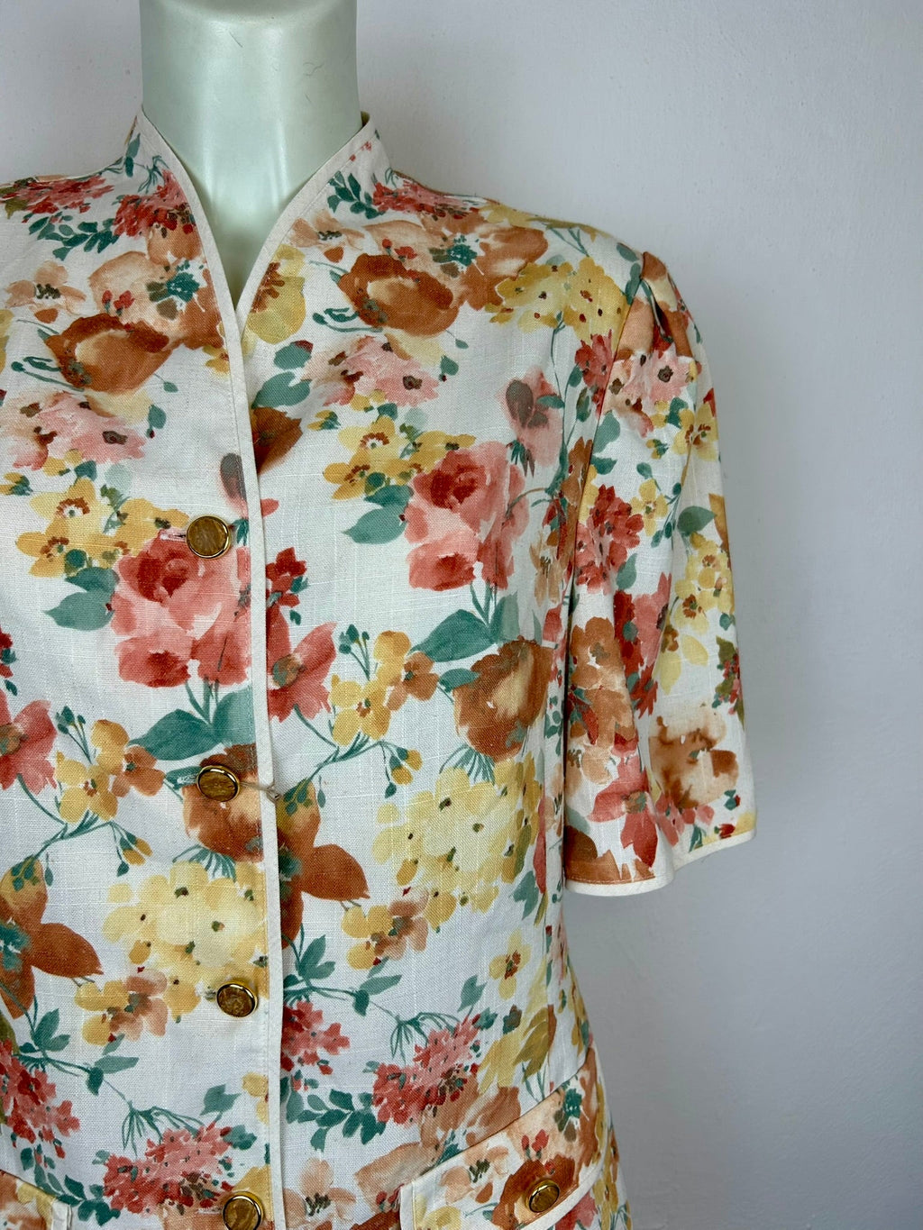 Vintage floral blazer - κουμπιά κοντινό