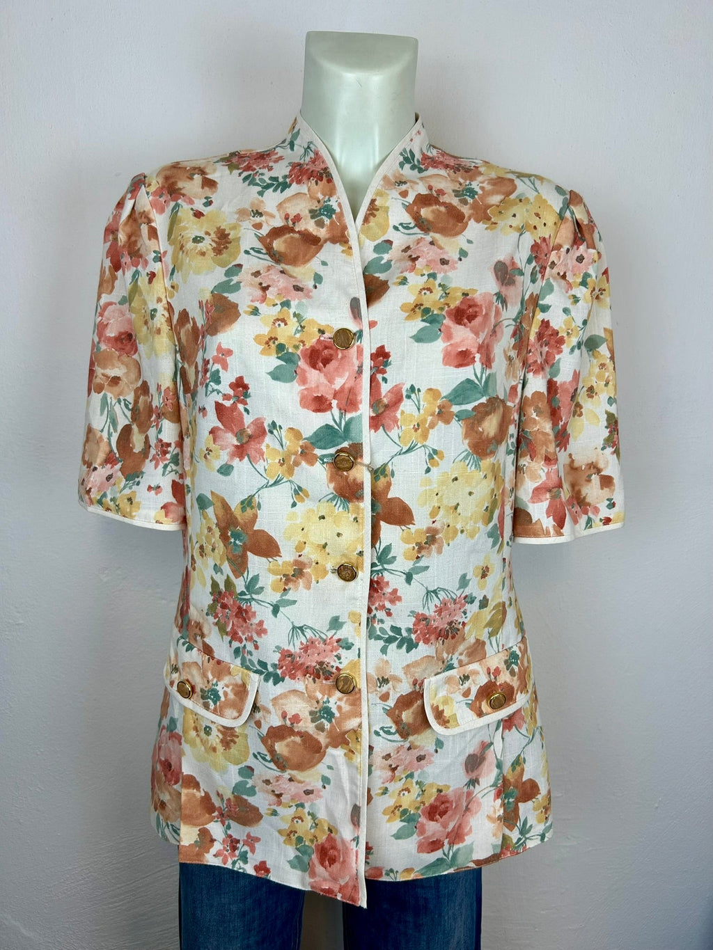 Vintage floral blazer - λεπτομέρεια κουμπιών