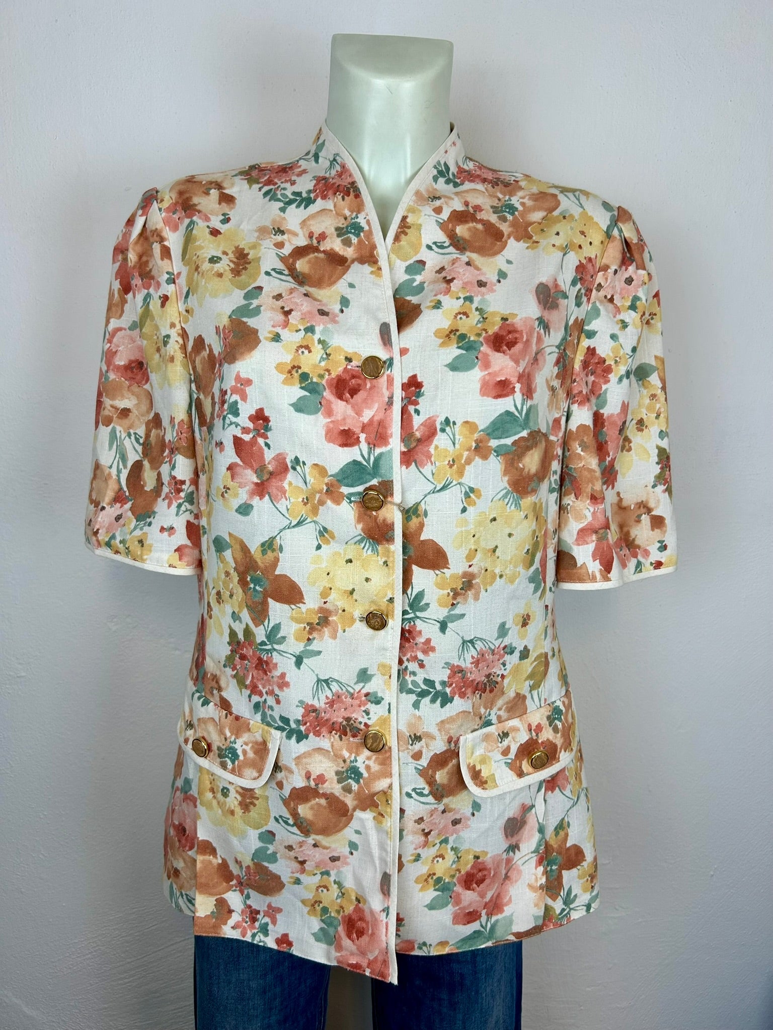 Vintage floral blazer - λεπτομέρεια κουμπιών
