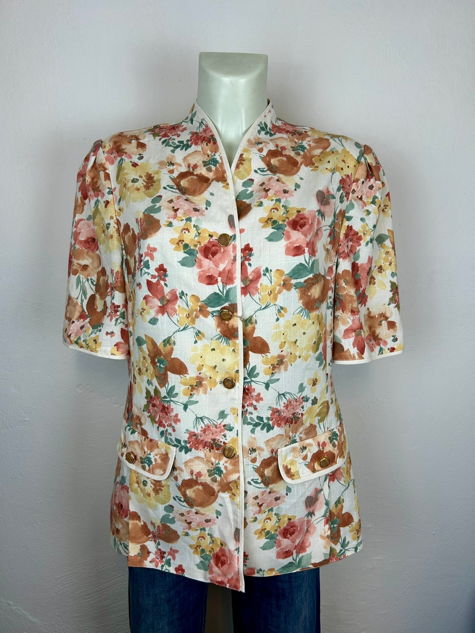 Vintage floral blazer - τσέπες και κουμπιά