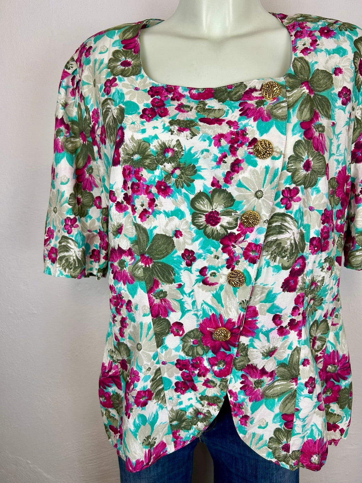 Vintage floral τουνίκ - λεπτομέρεια υφάσματος