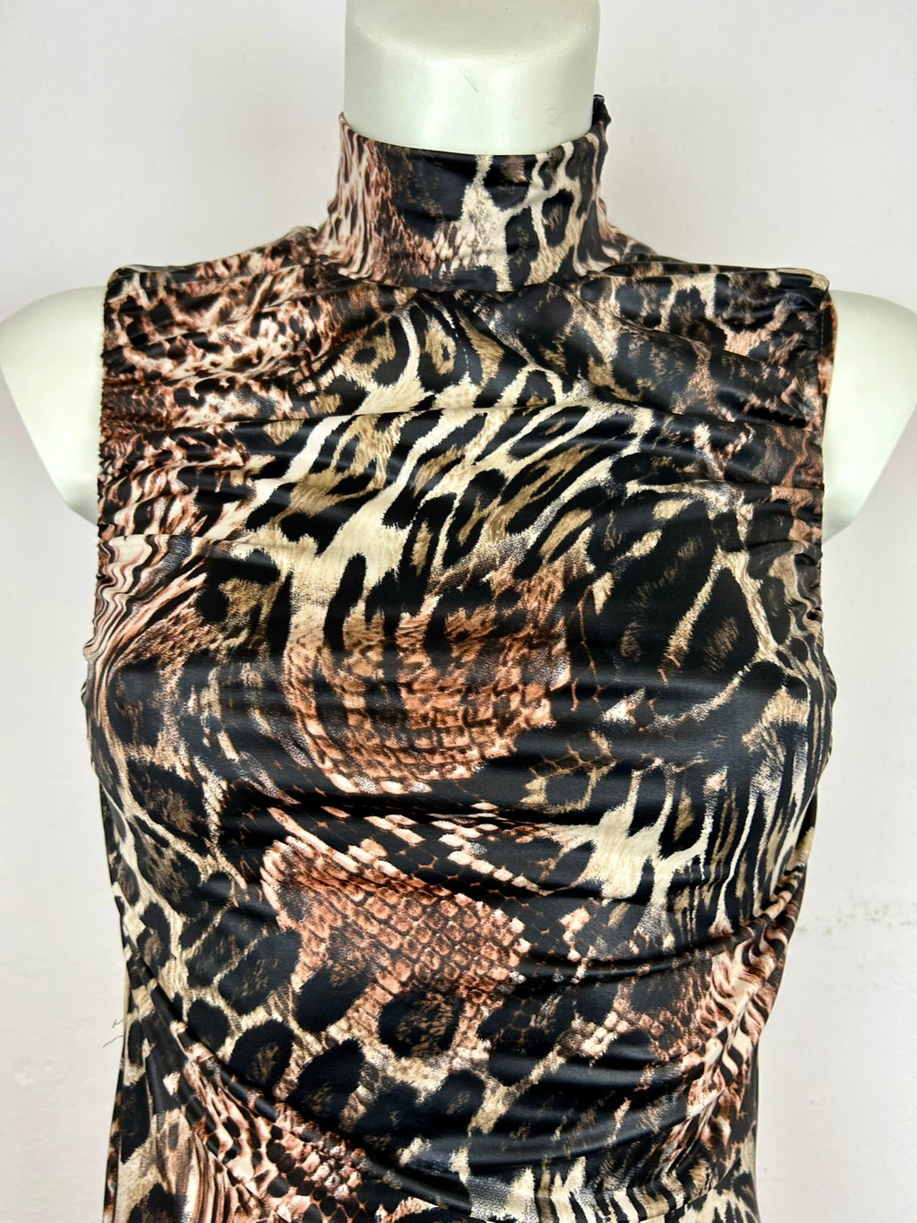 Animal print mini φόρεμα με ζιβάγκο - μπροστινή όψη