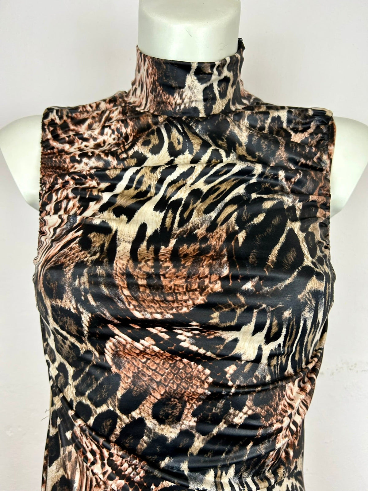 Animal print mini φόρεμα με ζιβάγκο - μπροστινή όψη