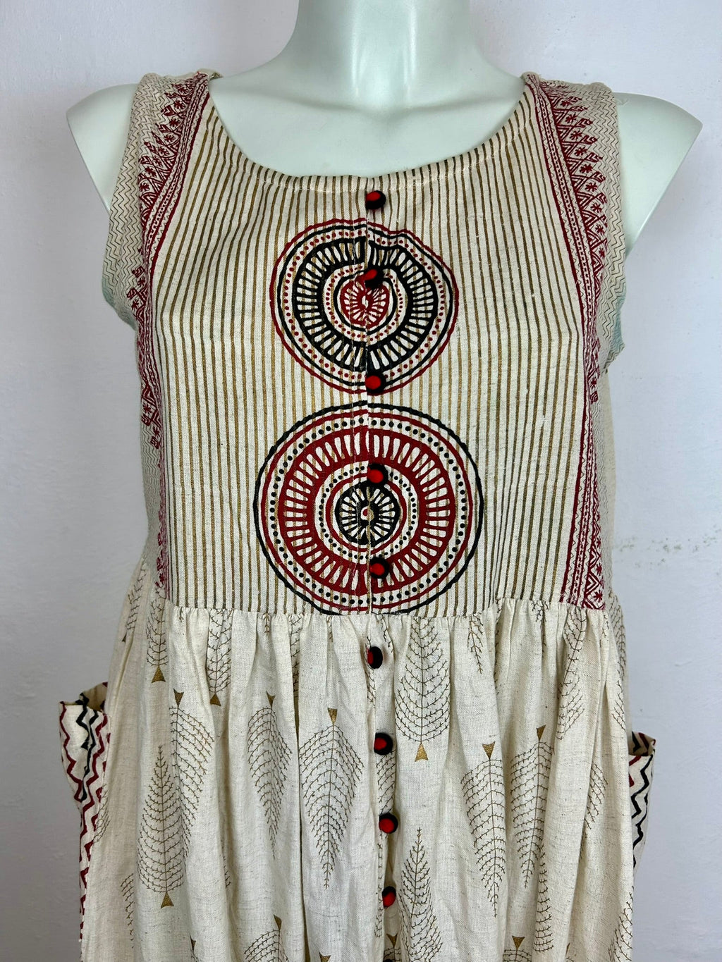 Vintage boho maxi φόρεμα - λεπτομέρεια μέσης και φούστας