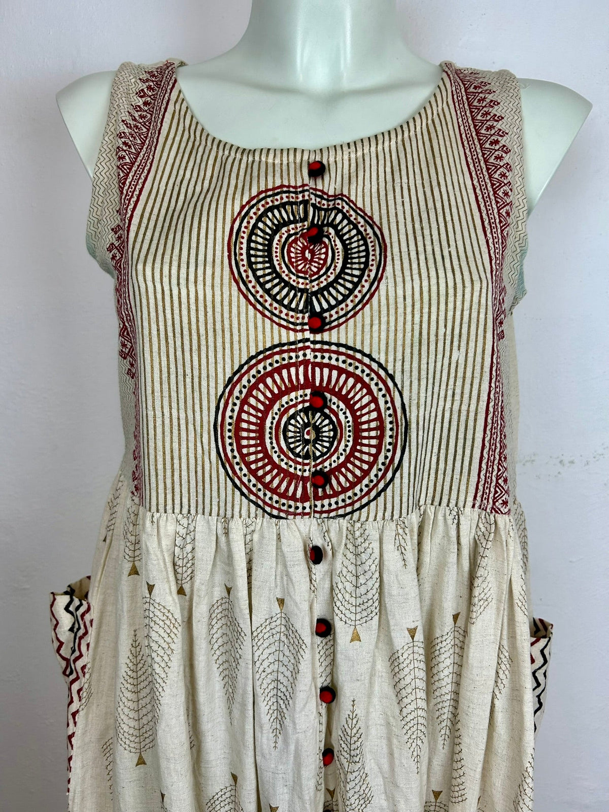 Vintage boho maxi φόρεμα - λεπτομέρεια μέσης και φούστας