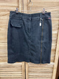 Vintage Slaxy washed black denim mini φούστα - μπροστινή όψη με διαγώνια φερμουάρ