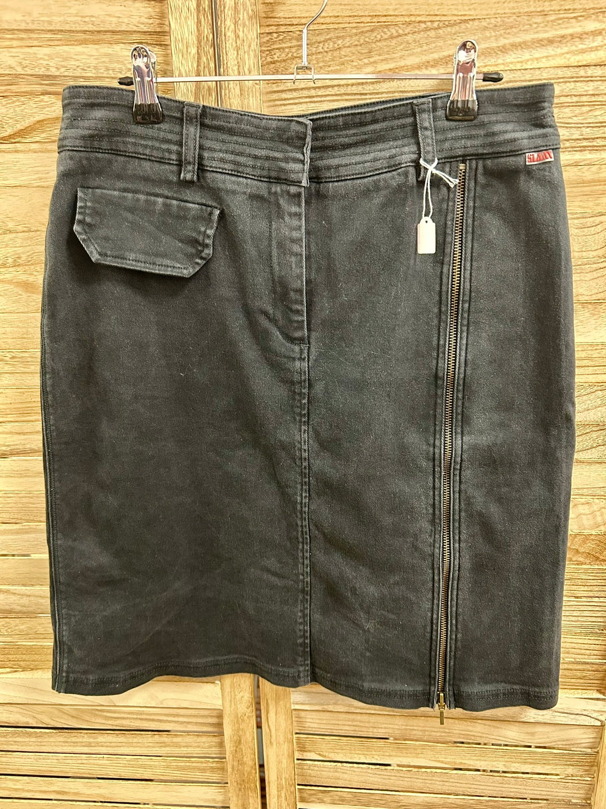 Vintage Slaxy washed black denim mini φούστα - συνολική όψη 2