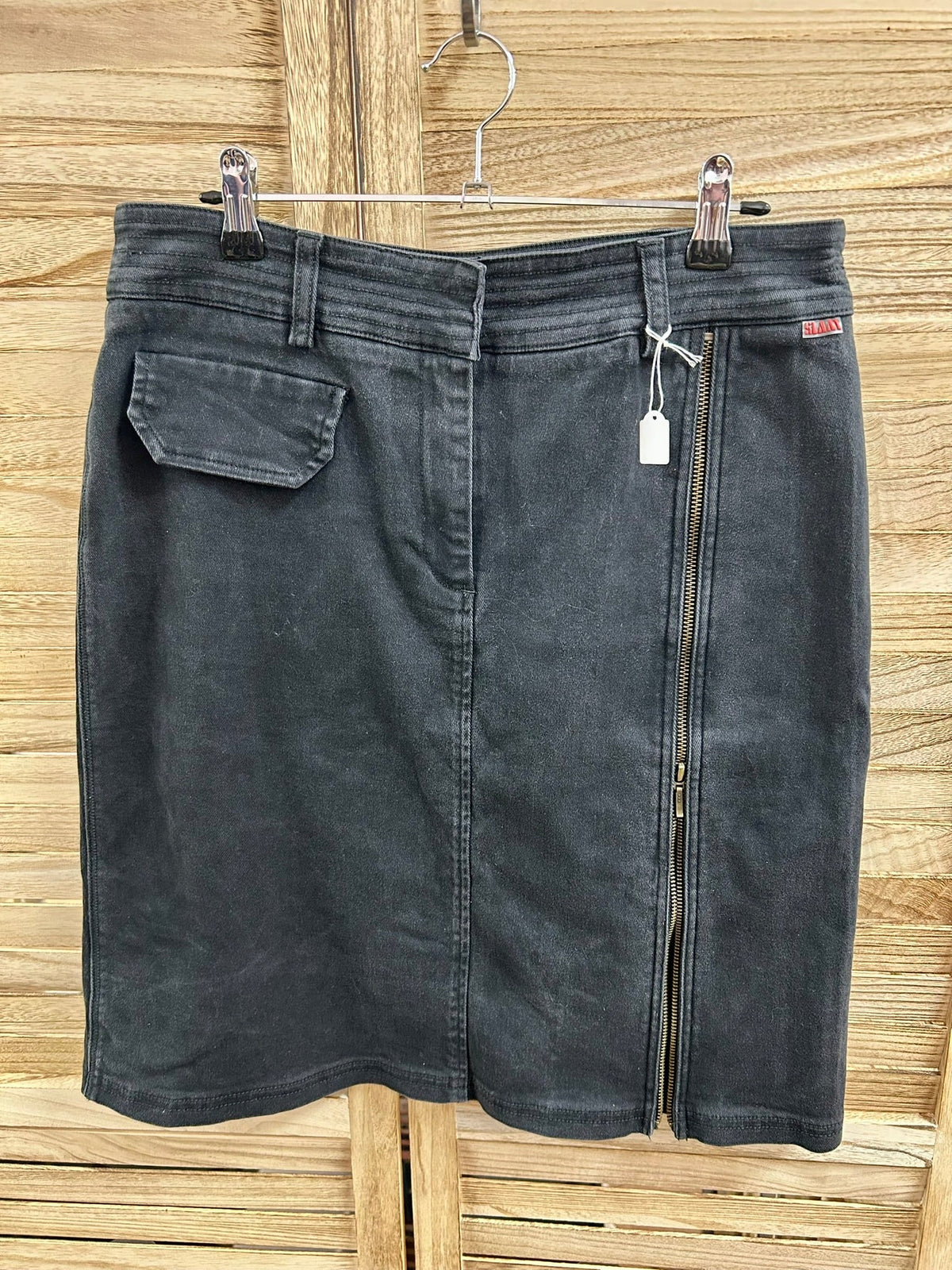 Vintage Slaxy washed black denim mini φούστα - συνολική όψη 3