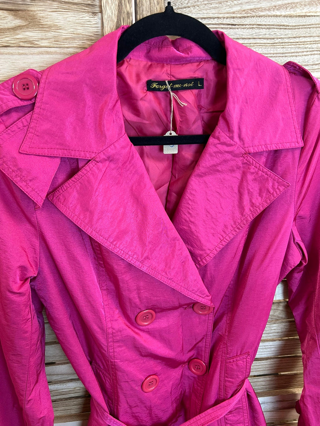 Vintage Trench Coat Fuchsia - συνολική όψη με ζώνη