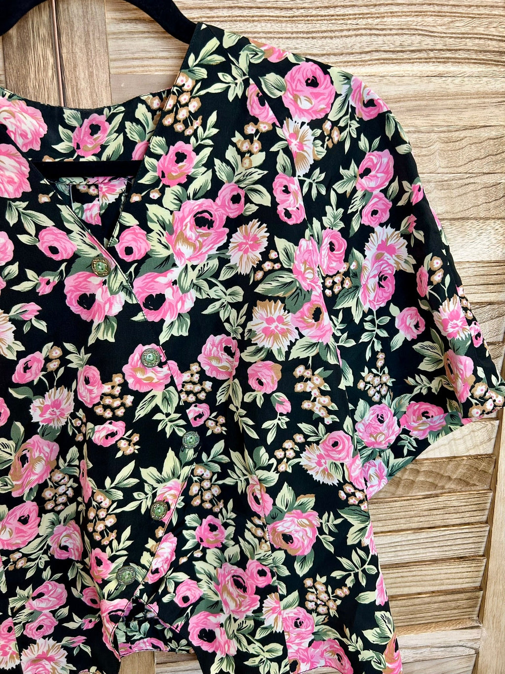 Vintage floral crop μπλούζα — πίσω όψη