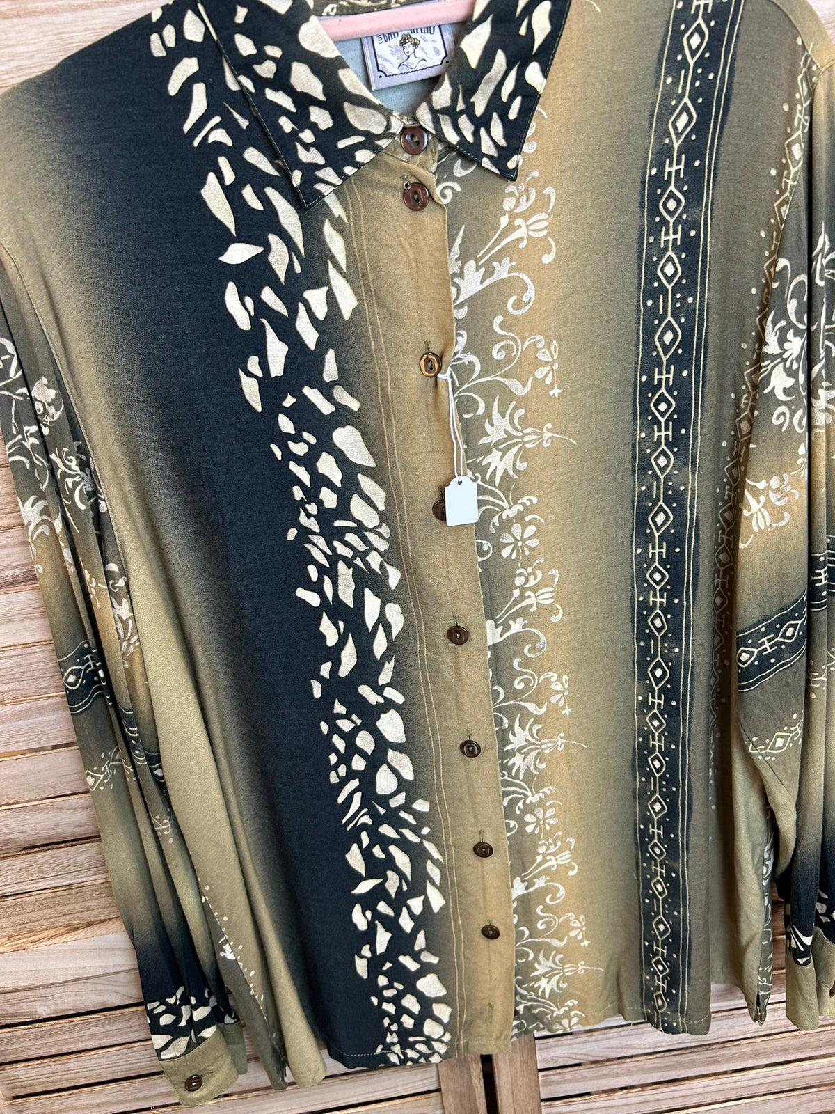 Vintage mixed print πουκάμισο - μπροστά λεπτομέρεια