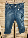 Orion Jeans κάπρι - ολόσωμο μπροστά με κεντητή πεταλούδα